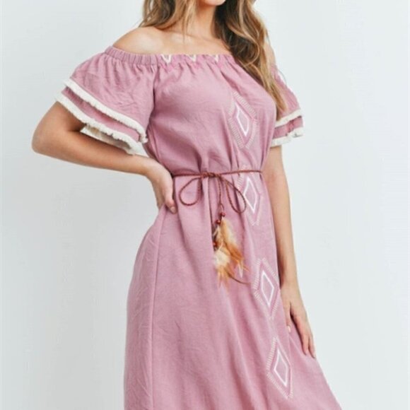 Boho Babe Pink Embroidered Dress - Picture 6 of 8